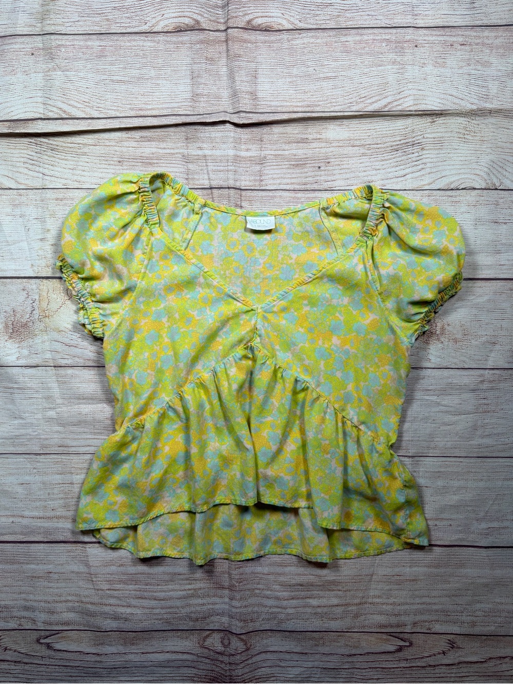 Abound Yellow Micro Floral‎ Ruffle Babydoll Blouse
